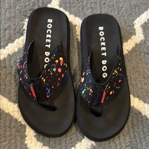 Rocket Dog Black Sandals with Colorful Straps